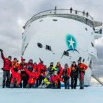 Greg Mortimer small expedition cruise ship in the sea ice