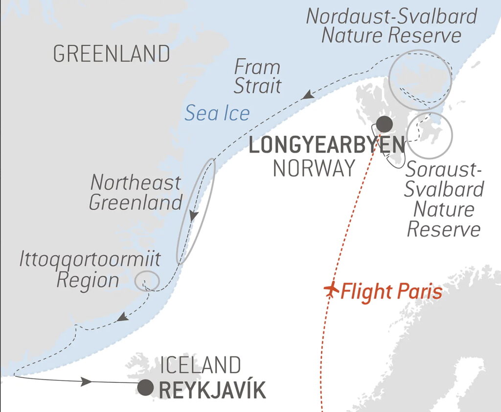 In the Ice of The Arctic from Svalbard Map
