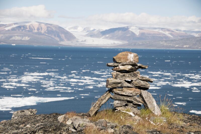 Inuit inukshuk and polar wilderness in the Northwest Passage
