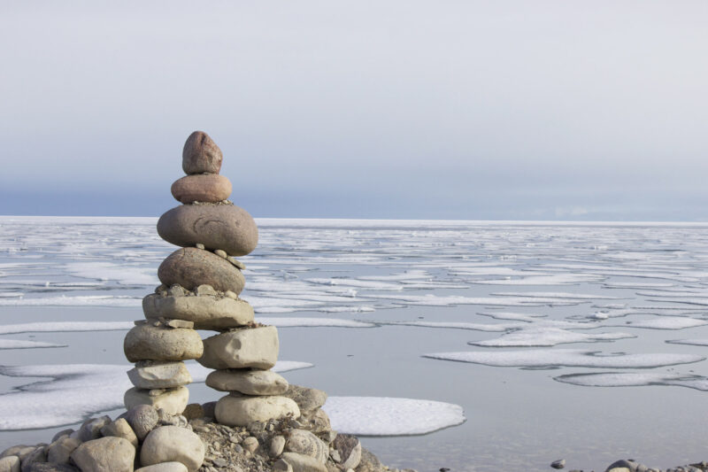 Inukshuk in Gjoa Haven Nunavut Northwest Passage Canadian Arctic