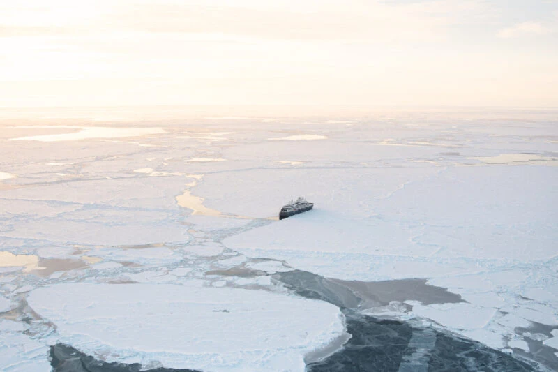 North pole cruises through the pack ice