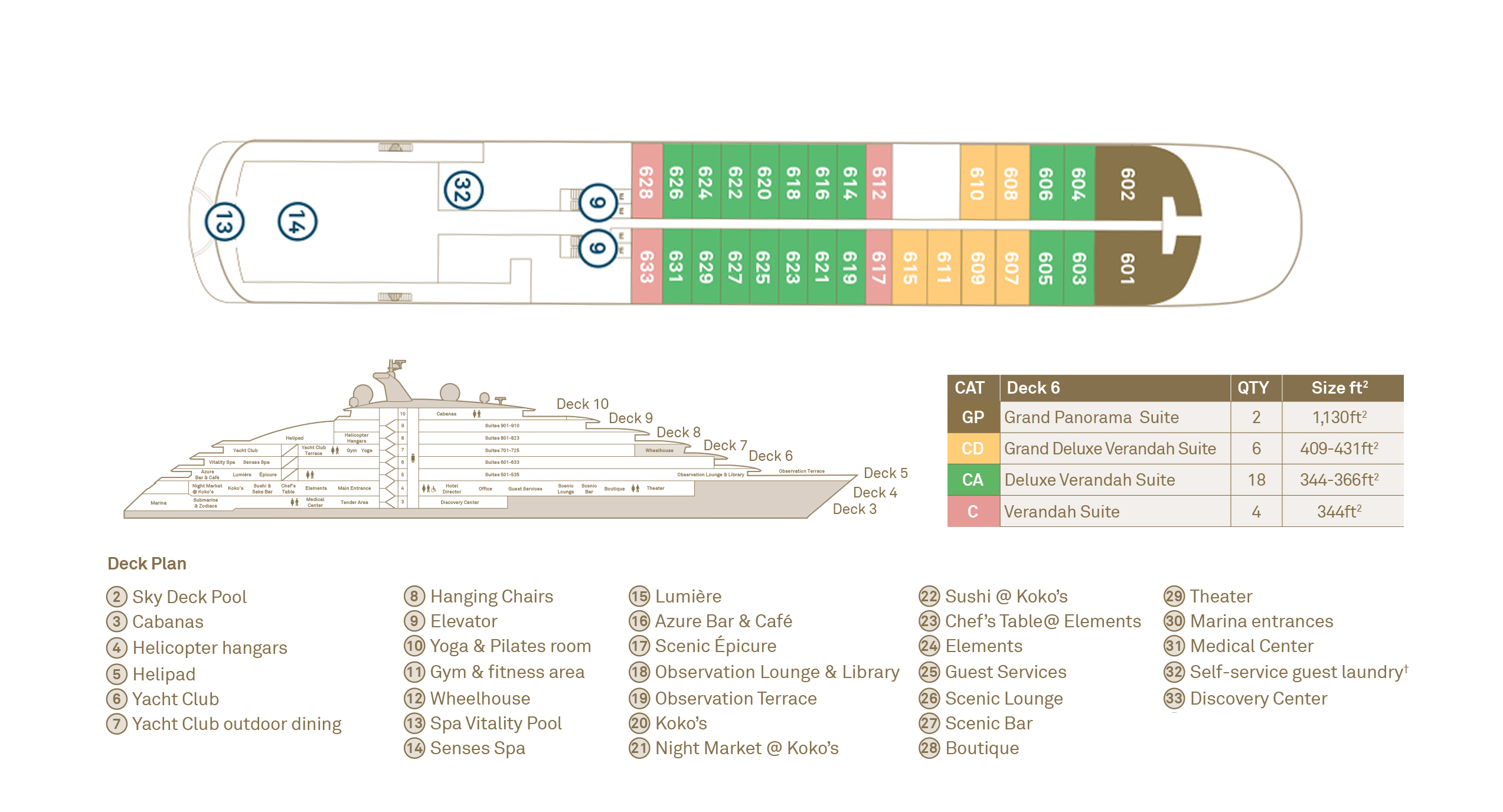 Scenic Eclipse deck plan deck 6