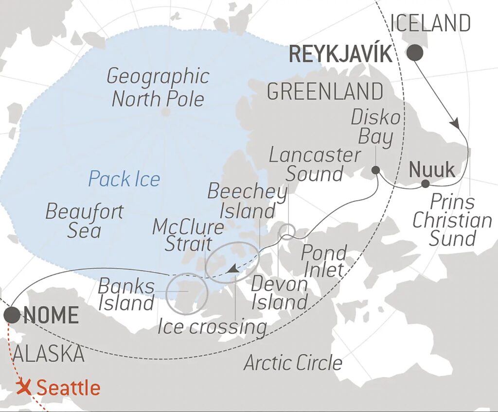 The Northwest Passage cruise map