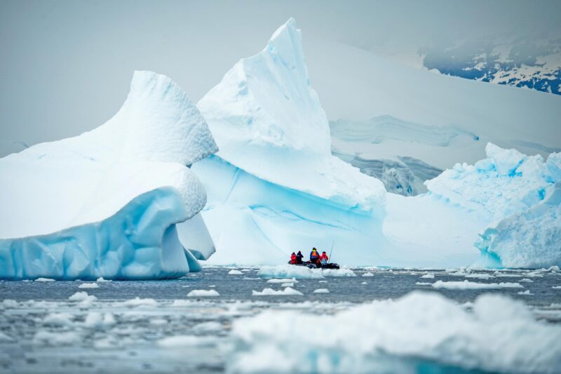 Zodiac Cruise in the Antarctic Peninsula with huge icebergs