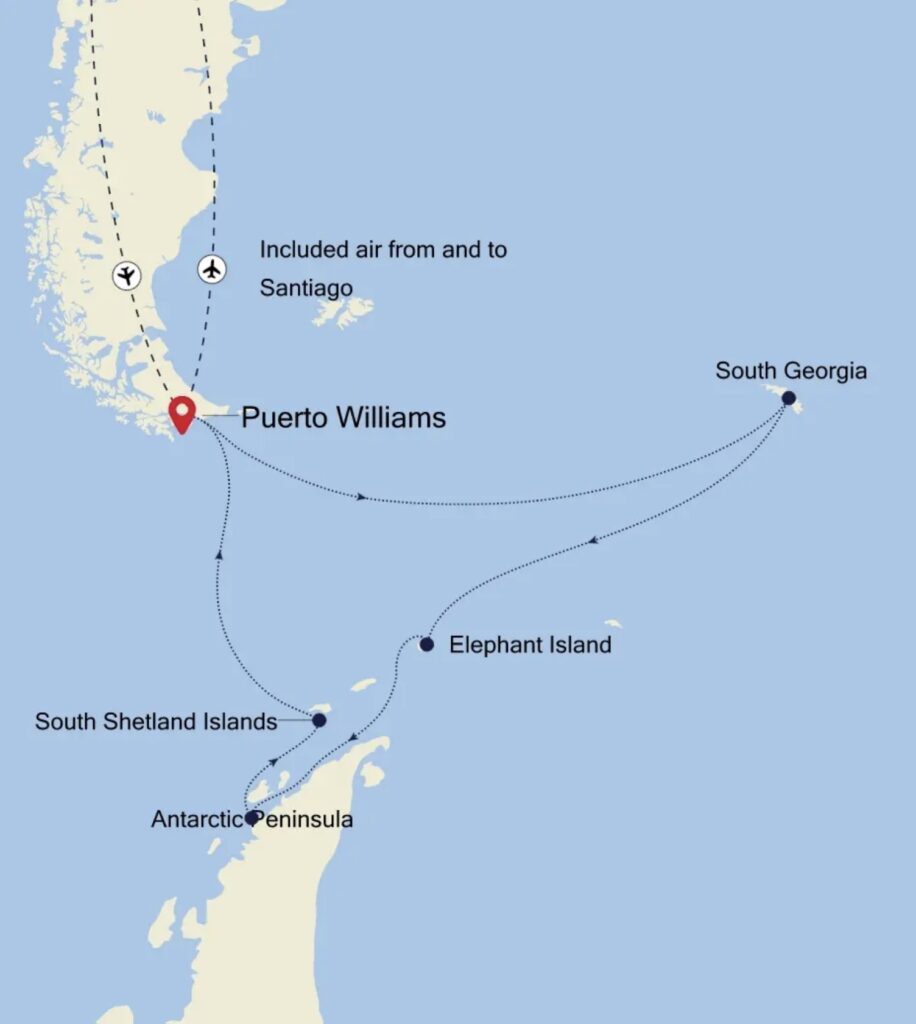 luxury Antarctica and South GEORGIA CRUISE MAP